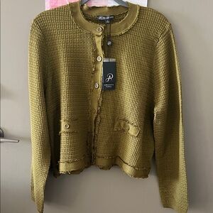 NWT Adrianna Papell Green Textured Knitted Sweater Women’s Size XL